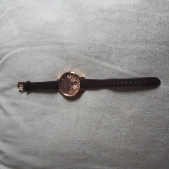 Olivia Burton Lace Detail Brown & Rose Gold Watch - Picture 3 of 10